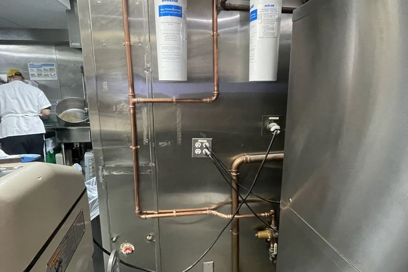 Commercial kitchen water filtration and copper supply lines installed by Drain & Plumbing Pros